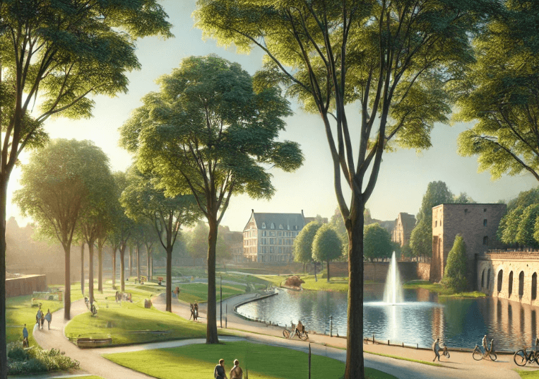 Une image créée par une IA, représantant le parc de la citadelle de Strabourg